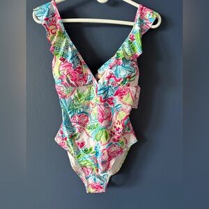 Stella Parker Ruffle floral One Piece Swimsuit New with tags